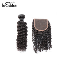 High Quality Water Wave Cuticle Aligned  Brazilian Human Hair Bundles With Closure No Shed Virgin 9A